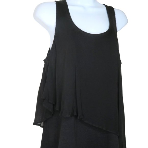 Vintage Elizabeth & James Layered Tunic Tank Top S Black Silk Cotton Small Snags - Picture 5 of 16